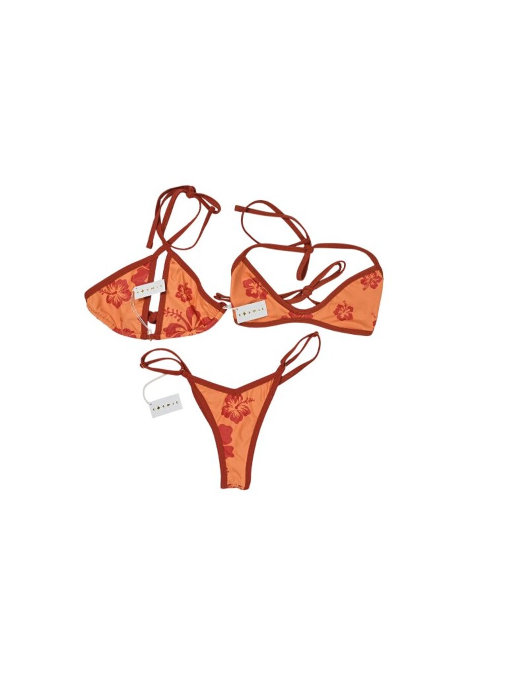 Cosmic Palms Sculpt Top & Nova Top & Amber Bottom in Hibiscus Heat